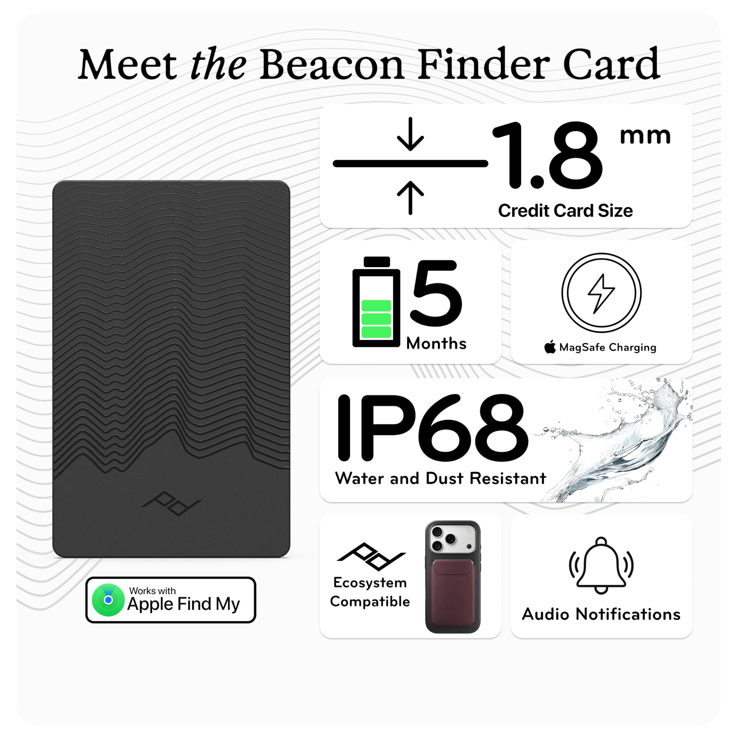 Peak Design Beacon Finder Card, Ultra-Slim Wallet Tracker for Apple Find My, Wireless Charging, 5-Month Battery, IP68 Waterproof, Credit-Card Size Tracking Device for Wallet, Phone and More - Image 4