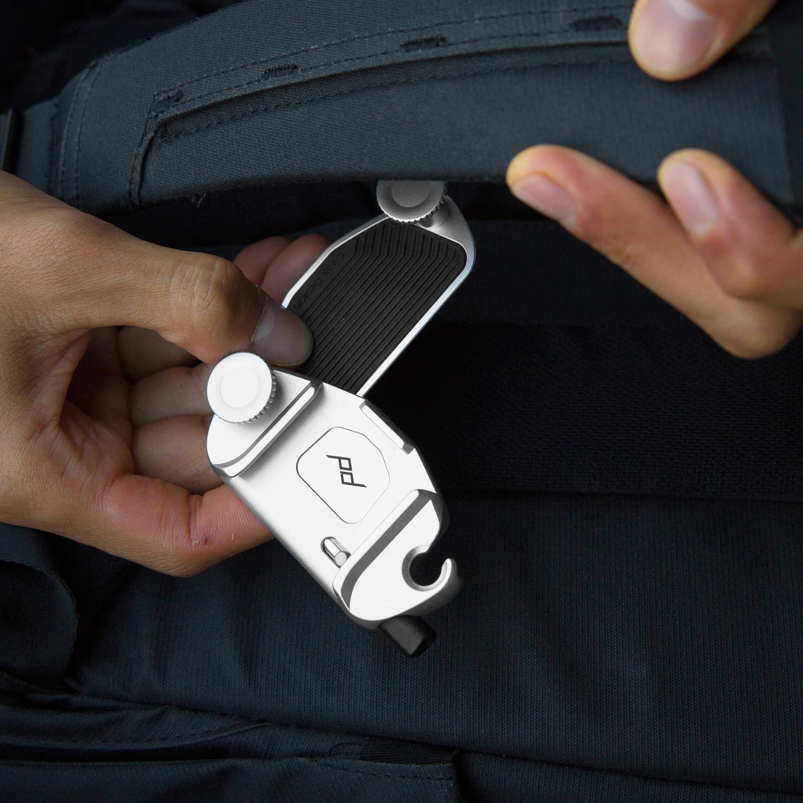 Peak Design Capture Camera Clip V3 Solo, Silver Clip Only, Holds DSLR, Compact and Point and Shoot Bodies, Secure, Stable and Accessible, Attaches to Straps and Belts, Quick Release, 200 lb Capacity - Image 3