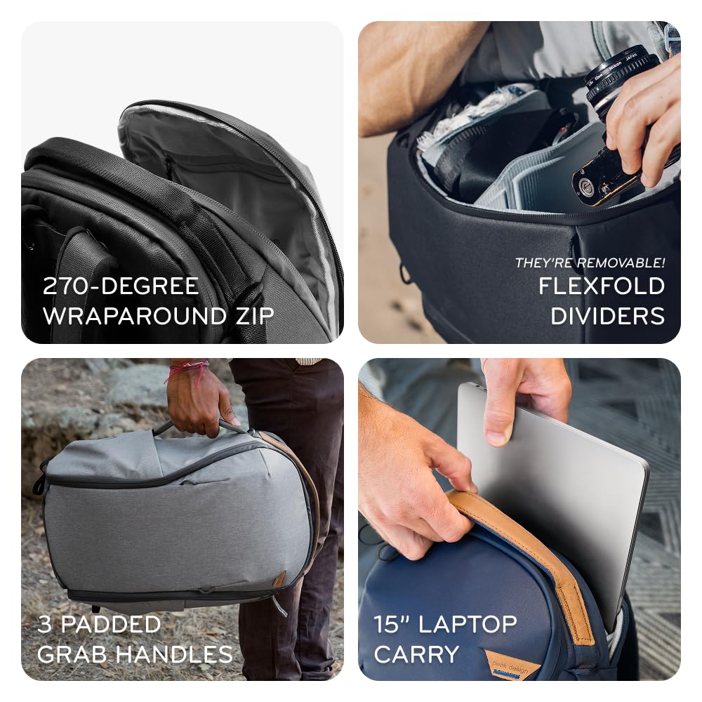 Peak Design Everyday Backpack Zip 15L, Eclipse, 270-Degree Zip, Dual Side Pockets, FlexFold Dividers, Fits 15" Laptop, For Camera Carry, Daily Commutes or Travel, Versatile Backpack for Men and Women - Image 3