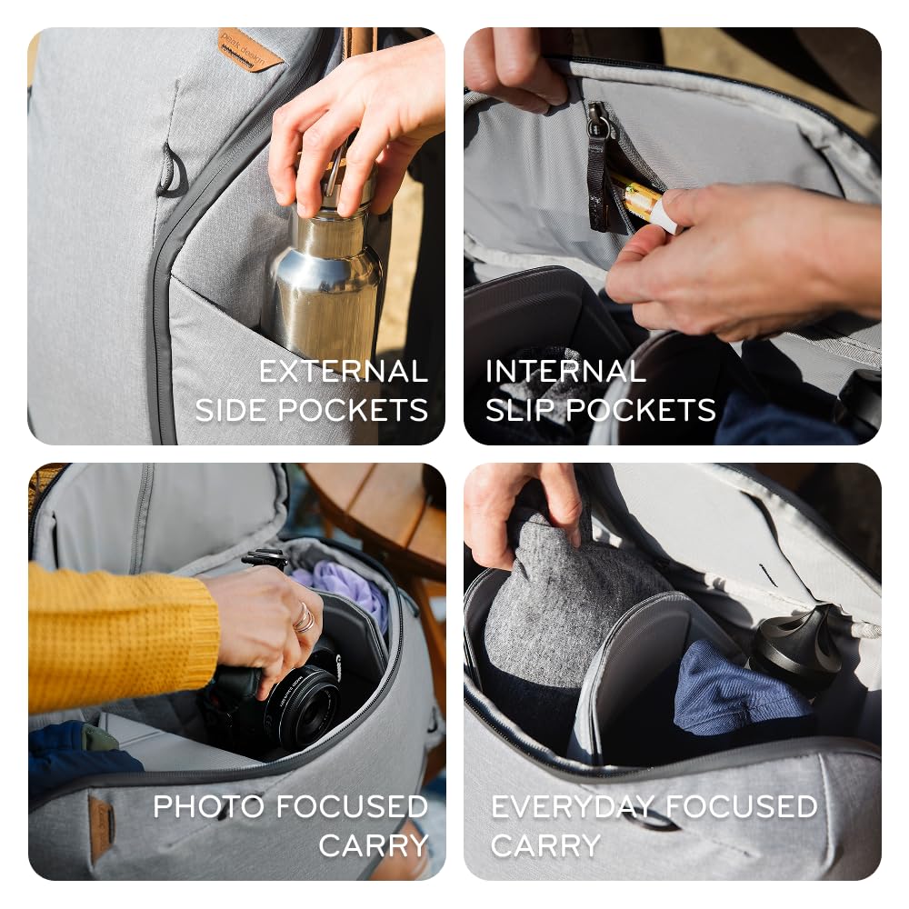 Peak Design Everyday Backpack Zip 15L, Eclipse, 270-Degree Zip, Dual Side Pockets, FlexFold Dividers, Fits 15" Laptop, For Camera Carry, Daily Commutes or Travel, Versatile Backpack for Men and Women - Image 4