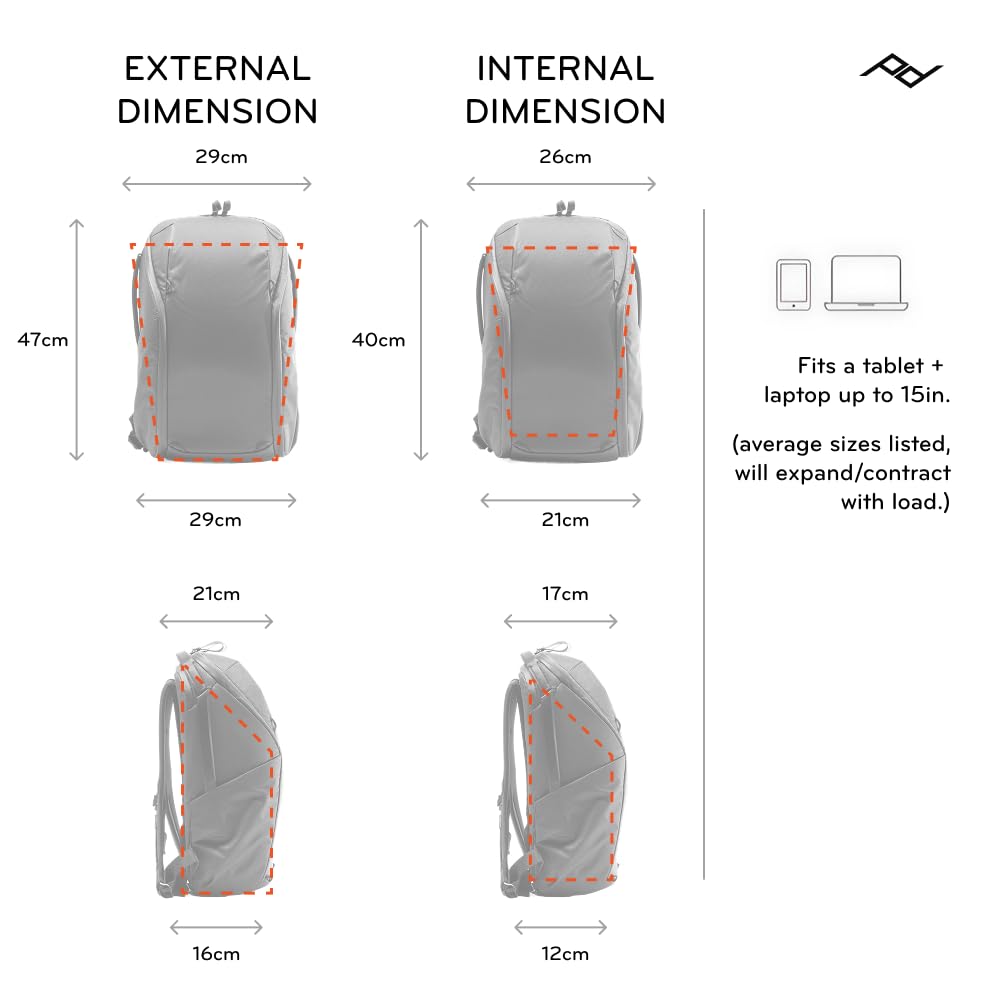 Peak Design Everyday Backpack Zip 15L, Eclipse, 270-Degree Zip, Dual Side Pockets, FlexFold Dividers, Fits 15" Laptop, For Camera Carry, Daily Commutes or Travel, Versatile Backpack for Men and Women - Image 5