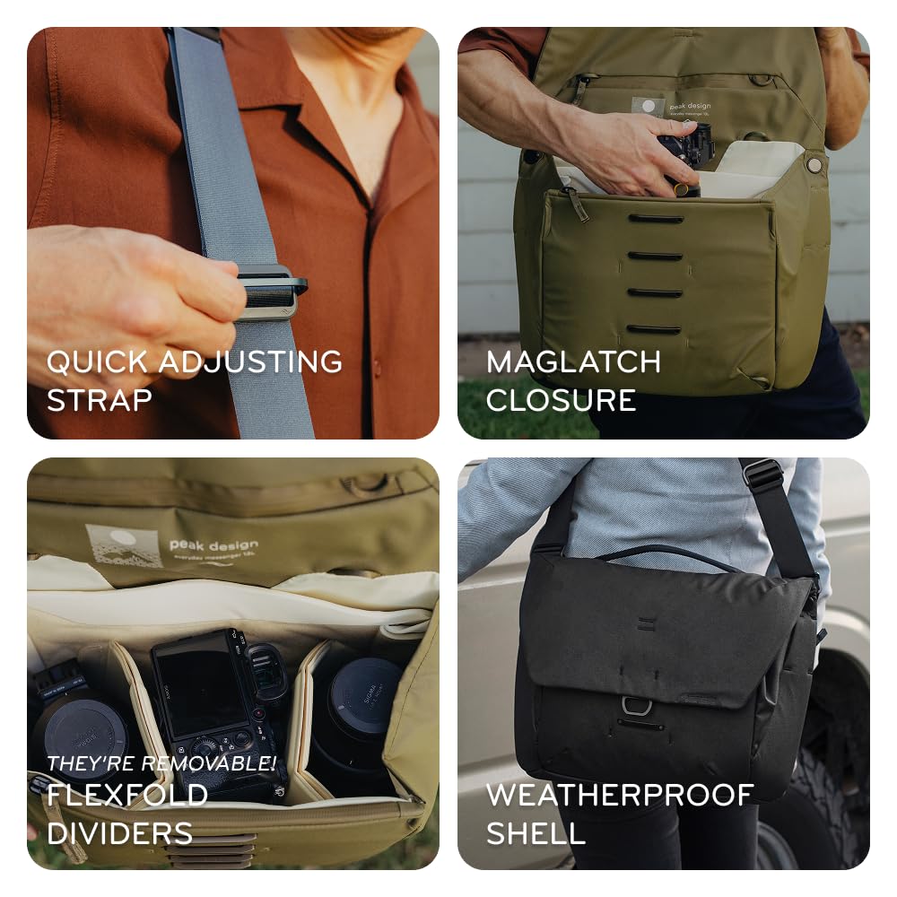 Peak Design Everyday Messenger V3 13L, Weatherproof Camera and Work Bag, Expandable, MagLatch Closure, Fits 13" Laptop - Image 4