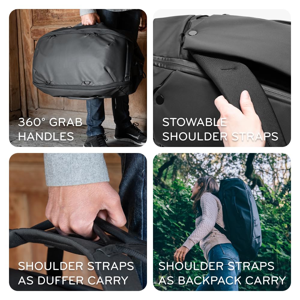 Peak Design Travel Duffelpack 45-65L, Eclipse, Weatherproof Duffel Backpack, Expandable, Extra-Long Zip, Stowable Straps, Fits Packing & Camera Cubes, Versatile Bag for Travel & Adventure - Image 4