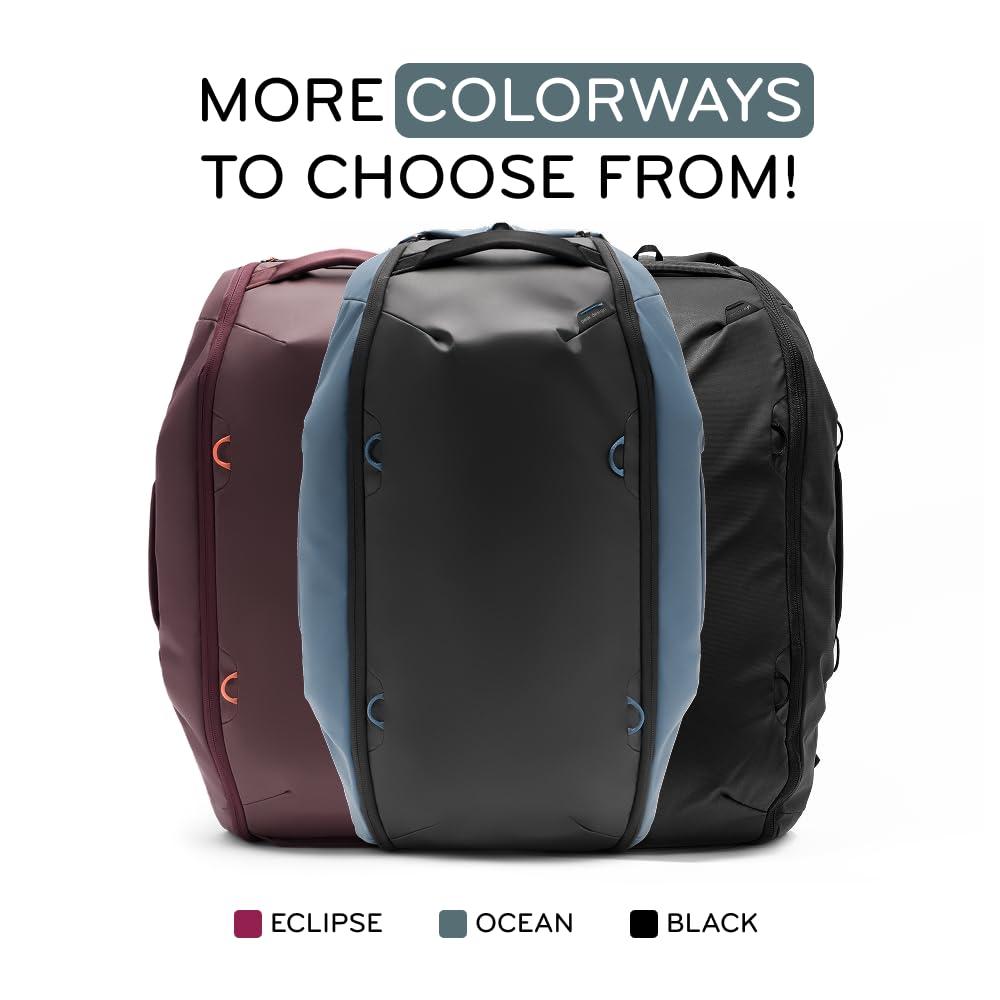 Peak Design Travel Duffelpack 45-65L, Eclipse, Weatherproof Duffel Backpack, Expandable, Extra-Long Zip, Stowable Straps, Fits Packing & Camera Cubes, Versatile Bag for Travel & Adventure - Image 7